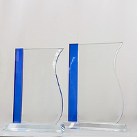 2 tailles de plaques de trophée en verre cristal bleu clair optique MH-LJ0210