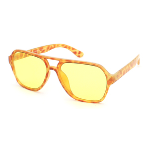 Top Seller Trending Sun <b>Glasses</b> Custom Logo Double Bridge <b>Plastic</b> Oversized Yellow Tinted Men Sunglasses - Product Image 2