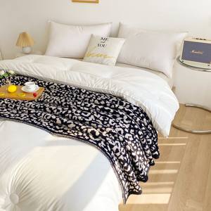 冬用オールシーズン居心地の良い両面ニットヒョウ柄100% ポリエステル高級マイクロファイバー肌に優しいブランケット - Product Image 6