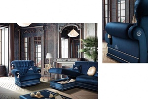 Set di Divani di Lusso in Stile Europeo <span class=keywords><strong>Antico</strong></span> Nero per Soggiorno, Divano Angolare - Product Image 5