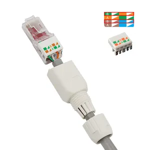 موصل RJ 45 لا يحتاج إلى أدوات cat6a لكابل UTP، قابس موصلات تمديد نموذجي لا يتحتاج إلى أدوات للاتصال بالملعب موصل cat6a