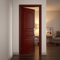 Modern Classic Solid Wood Interior Room Door Red Mahogany Wooden Door for Luxury Villa and Hotel