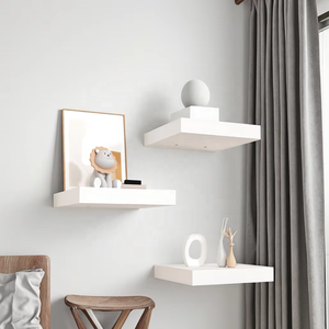 <span class=keywords><strong>3</strong></span> Pak rak mengapung persegi untuk dinding kecil rak kayu dipasang di dinding dengan braket logam untuk dekorasi rumah - Product Image 6