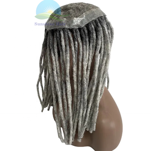 1b gris toupet ombre <span class=keywords><strong>cheveux</strong></span> longs 14 pouces indien <span class=keywords><strong>cheveux</strong></span> humains remplacement Australie hommes gris toupet <span class=keywords><strong>dreadlocks</strong></span> - Product Image 6