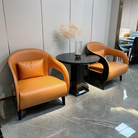 Chaises de salon en cuir Orange nordique haut de gamme meubles de maison fauteuil d'appoint chaise de canapé simple de luxe moderne
