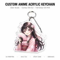 Porte-clés acrylique anime personnalisé, anneau de clé fendu, acrylique 2 mm, impression UV haute résolution, finition lisse des bords, directement de l'usine, OEM