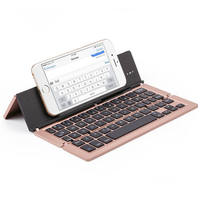 Keyboard lipat Mini portabel, Bluetooth tanpa kabel paduan aluminium Keyboard lipat untuk tablet