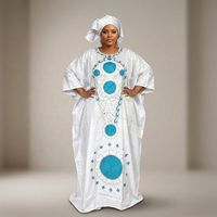 Nouvelle Collection 2026 : Ensemble Robe et Foulard Blancs Grande Taille pour Femmes Musulmanes – Style Turc Élégant en Polyester Brodé de Fleurs de Haute Qualité