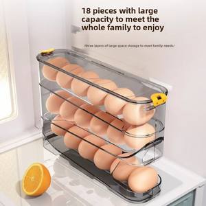 Organisateur de rangement pour œufs roulants en plastique léger moulé par injection, moderne, blanc, préservation de <span class=keywords><strong>la</strong></span> fraîcheur pour réfrigérateur, cuisine - Product Image 4