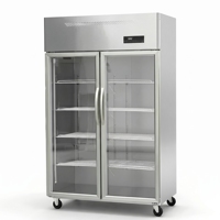 Congélateur vertical commercial à double porte en acier inoxydable 204 301 pour supermarché, prix d'usine
