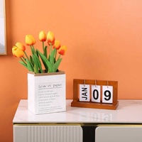 Calendrier de table vintage en bois, décorations rustiques pour café, ornements décoratifs, planificateur à feuilles mobiles DIY, calendrier perpétuel, fournitures de bureau