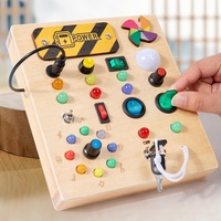 Tableau d'activités Montessori en bois avec lumières LED, jouet sensoriel à interrupteurs, planche d'activités pour la motricité fine pour les tout-petits de 1 à 3 ans, cadeau de voyage