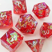 Ensemble de dés en résine de luxe faits à la main avec paillettes irisées, 7 pièces, à bords vifs, polyédriques, pour jeux de rôle de table, vente en gros