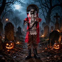 Décoration d'Halloween géante de 2m : Capitaine Pirate Fantôme Debout, Électrique et Activée par Détection de Mouvement, pour Maison Hantée Extérieure (Produit Transfrontalier)