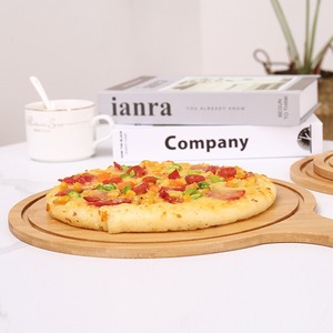Plateaux à pizza en bambou, ronds et carrés, pour servir des plats occidentaux, du pain, des steaks, des gâteaux, des sushis, planches à découper en bois massif - Product Image 4