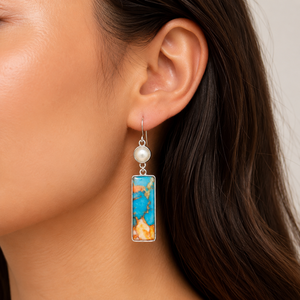 Orecchini Vintage Quadrati Colorati Stile Retrò Orecchini Pendenti Geometrici Multicolore Gioielli alla Moda per Donne Regalo per Feste - Product Image 4