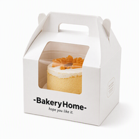 Boîte à gâteau en carton blanc et orange avec fenêtre transparente pour pâtisserie, desserts, emballage à emporter, logo personnalisé, vente en gros