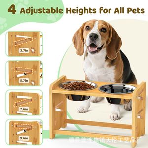 Cross-border wooden <b>cat</b> bowl rack, dog <b>feeder</b>, pet bowl holder, foldable solid wood pet food bowl, feeding rack - Product Image 3