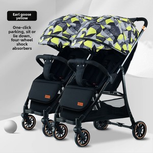 Cochecito Doble con Función Reclinable, Ligero, Plegable, Diseño de Vista Alta, Plegado en un Solo Paso, Metálico, para Bebés de 0 a 6 <span class=keywords><strong>Meses</strong></span> - Product Image 2