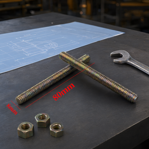 Perno de doble extremo M8, varilla roscada completa sin cabeza, longitud de 80 mm, acero galvanizado - Product Image 3