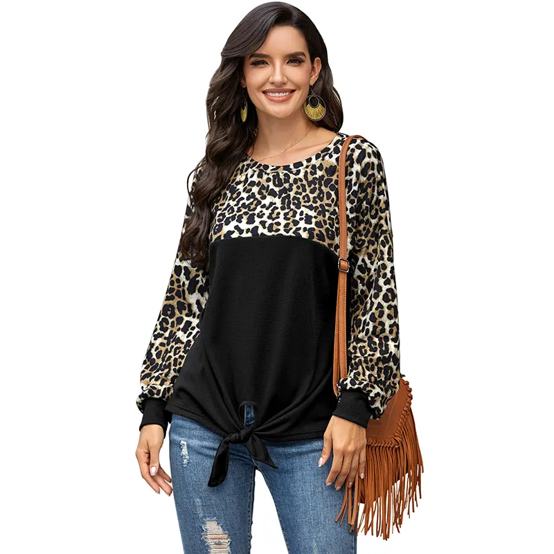 Модные высококачественные женские топы с леопардовым принтом, футболки