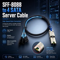 Câble Mini SAS SFF-8088 vers 4 SATA 24 Gbit/s, noyau en cuivre étamé, blindé, contacts plaqués or, pour contrôleur RAID et disque dur