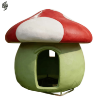 Sculpture personnalisée en résine en forme de petite maison champignon, sculpture végétale pour la décoration extérieure des parcs, jardins d'enfants et pelouses