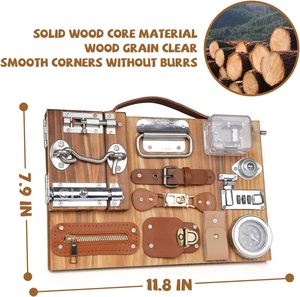 Tableau d'activités Montessori en bois, jouet sensoriel éducatif avec serrures, loquets et interrupteurs pour développer la motricité fine des tout-petits, garçons et filles - Product Image 6