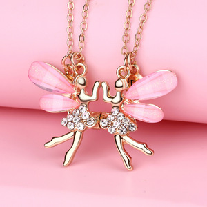Collar con Colgante de Mariposa Magnética Amigas, Cadena de Eslabones Chapada en Oro de 14K <span class=keywords><strong>para</strong></span> Niñas, Mejores Amigas por <span class=keywords><strong>Siempre</strong></span> - Product Image 5