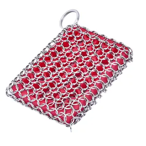 Anti-Roest Rvs Chainmail Scrubber Gietijzeren Koekenpan Cleaner 304 316 Chainmail Scrubber Koekenpan