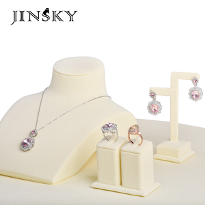 Wholesale Beige Microfiber Jewelry Display Stand Set <b>Necklace</b> <b>Ring</b> Earring Holder Jewelry Shop Display Props - Product Image 4
