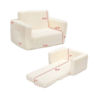 Teddy-Stoff, Extra Breites Cabrio-Sofa zu Lounger – Gemütliche 2-in-1 Flip-Open Couch/Schlafsofa für Kinder,