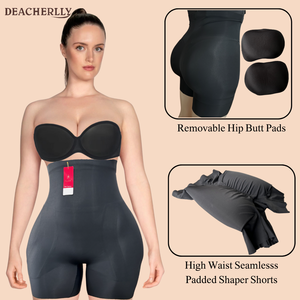 Pantalones cortos moldeadores acolchados 3 en 1, <span class=keywords><strong>bragas</strong></span> de Control de cintura alta sin costuras <span class=keywords><strong>con</strong></span> almohadillas extraíbles para glúteos, potenciador de cadera, levantador de trasero - Product Image 3