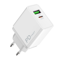 Adaptor pengisi daya ponsel, port ganda 30W ABS pengisi daya Cepat Tipe C USB-A QC3.0 20W Output daya Cepat