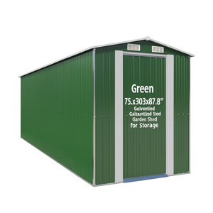 Caseta de jardín de acero galvanizado verde de 75.6x303.9x87.8 pulgadas para almacenamiento - Product Image 1
