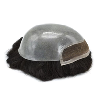Toupee de pelo indio Remy virgen europeo, encaje suizo frontal PU, piel fina, cuerpo ondulado, negro Natural, Bio, productos al por mayor para hombres, venta al por mayor