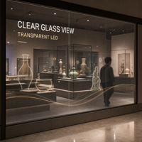Écran LED transparent pour vitrine de musée, séparation en verre, affichage LED personnalisé sur verre