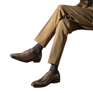 2025 Luxury Brand Men's Handmade Calfskin Leather <b>Pointed</b> Breathable Anti-Slip Lace-Up Closure Italian Business Wedding Dress - Product Image 1