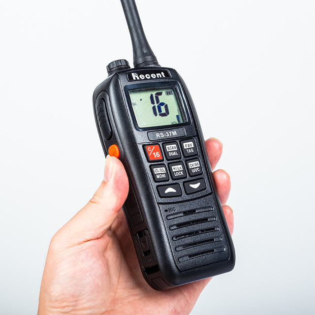 New Recent RS-37M IP67 Waterproof 5W VHF Marine Radio Handheld Floating Walkie Talkie With Red CE Ham Radio Flexible Antenna