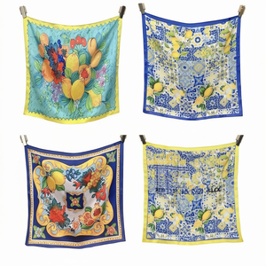 Fazzoletto quadrato Lemon Square 70x70 cm, sciarpa stampata per donna, accessorio moda - Product Image 1