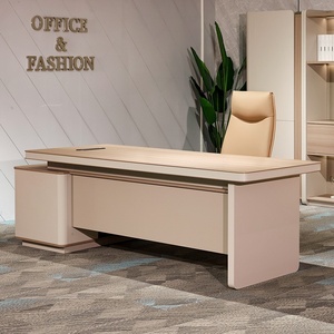 Lujo moderno MDF en forma de L Gerente Escritorio de la computadora Lujo moderno Melamina Muebles de oficina de madera Conjunto para el hogar CEO Oficina Hospital - Product Image 3