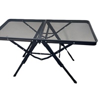 Table de camping pliante avec plaque en aluminium pour l'extérieur, réglable en hauteur, légère et portable pour l'extérieur