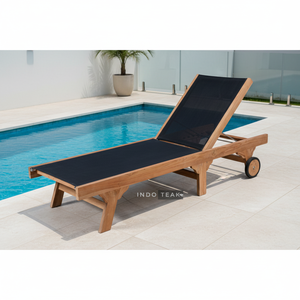 Clanora Daybed : Chaise longue en teck durable, confort réglable, mobilité fluide, style raffiné, pour une vie moderne en extérieur, idéale pour hôtels et villas. - Product Image 3