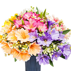 Fleurs artificielles en gros, freesia à tige unique, 5 têtes, fleurs artificielles pour mariage, décoration florale pour la maison - Product Image 5