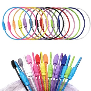 6นิ้วพวงกุญแจสายเครื่องบินเคลือบสีสันสดใสพวงกุญแจลวดสแตนเลสสำหรับแขวนแท็กกระเป๋าเดินทางห่วงล็อคบิด - Product Image 1