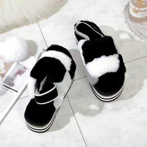 Sandalias de Piel Sintética para Mujer al por Mayor, Sandalias de Verano para Niña, Lindas y Elegantes, Pantuflas Peludas para Bebé, Sandalias Antideslizantes de Moda - Product Image 1