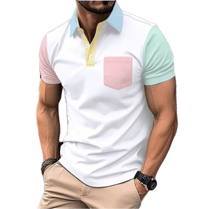 Camiseta de Manga Corta con Bolsillo y Estampado Personalizado para Hombre, Cuello Grueso, 100% Algodón, Tejido Pesado, Corte Regular, Cuello Tejido Antiarrugas - Product Image 1