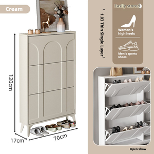 Scarpiera Ultra-sottile in stile cremoso moderno cremoso cremagliera facile da montare per l'<span class=keywords><strong>ingresso</strong></span> di piccoli appartamenti <span class=keywords><strong>corridoio</strong></span> mobili per la casa - Product Image 5