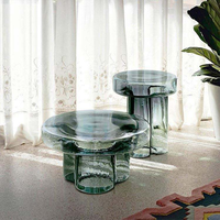 Table basse en verre soufflé à la main OEM, design moderne, pétales transparents, table d'appoint pour canapé, salon, résistante à l'usure