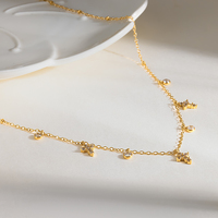 Collar de Cadena de Eslabones de Acero Inoxidable Chapado en Oro de 18K con Colgante de Cruz de Diamantes de Imitación para Mujer, Joyería Clásica de Moda